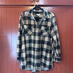 Black and tan buffalo button up shirt